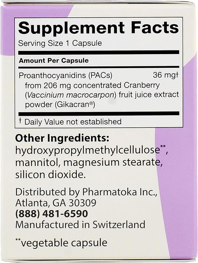 ellura 36 mg Clinically Backed Soluble, Bioactive PACs – 100% Concentrated Cranberry Fruit Juice Extract, for Urinary Tract Health, 30 Capsules