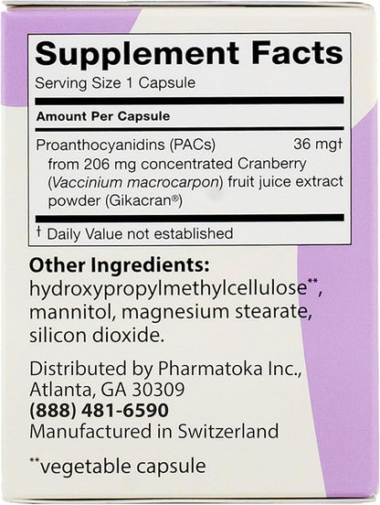 ellura 36 mg Clinically Backed Soluble, Bioactive PACs – 100% Concentrated Cranberry Fruit Juice Extract, for Urinary Tract Health, 30 Capsules
