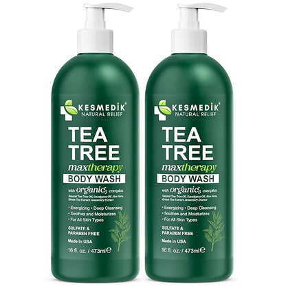 Tea Tree Body Wash MaxTherapy, Itchy Skin Relief Soap, Soothes Jock Itch, Athlete's Foot, Acne, Eczema, Psoriasis & Sensitive Skin, Intimate Wash, Men & Women, 2-Pack, Original Edition
