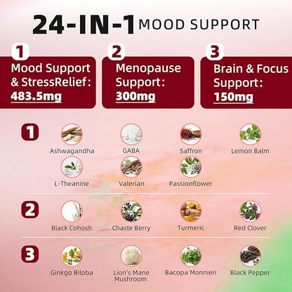 GREENPEOPLE Saffron Extract Supplements Drop - 24-in-1 88.5mg Saffron Extract with Ashwagandha,Black Cohosh & Lion's Mane for Mood&Focus,Stress Relief,Cortisol Reducer,Menopause – Vegan 2FL OZ