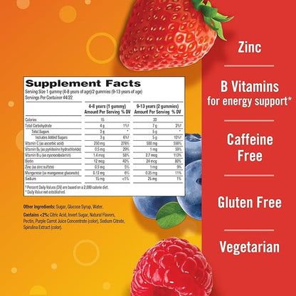 Emergen-C Kidz Daily Immune Support Dietary Supplements, Flavored Gummies with Vitamin C and B Vitamins for Immune Support, Berry Bash Flavored Gummies - 44 Count