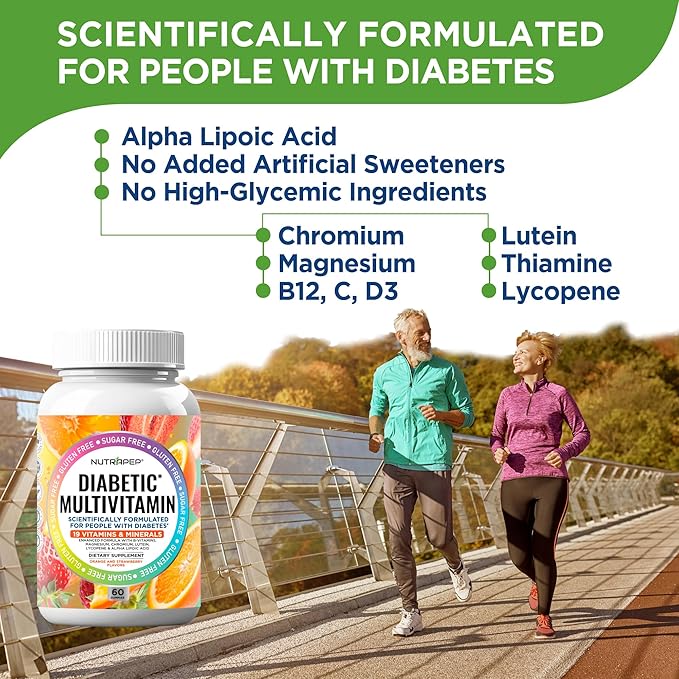 NutraPep Premium Multivitamin Chewable Gummies for Women & Men - Sugar-Free & Gluten Free Supplement Vitamins - Calcium Magnesium Zinc Manganese Thiamine Biotin…