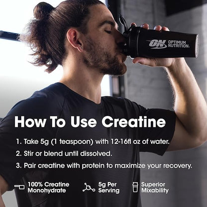 Optimum Nutrition Micronized Creatine Monohydrate Powder, Unflavored, 120 Servings, 600 Grams (Packaging May Vary) (Pack of 2)