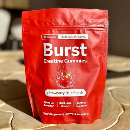Creatine Monohydrate Gummies - 1.5g of Creatine Per Gummy - Build Muscle, Recover Faster, Enhance Cognition - Strawberry Flavor - 90ct