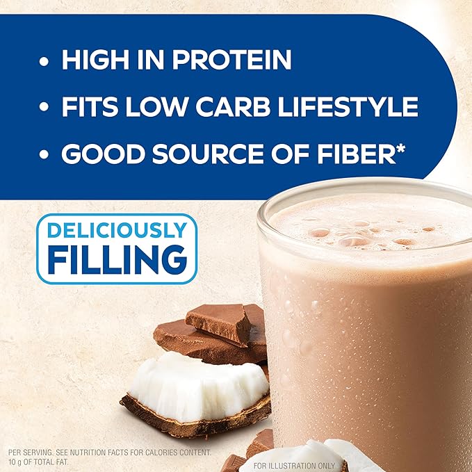 Atkins Creamy Chocolate Coconut Protein Shake, 15g Protein, 2g Net Carbs, 1g Sugar, Keto Friendly, 12 Count