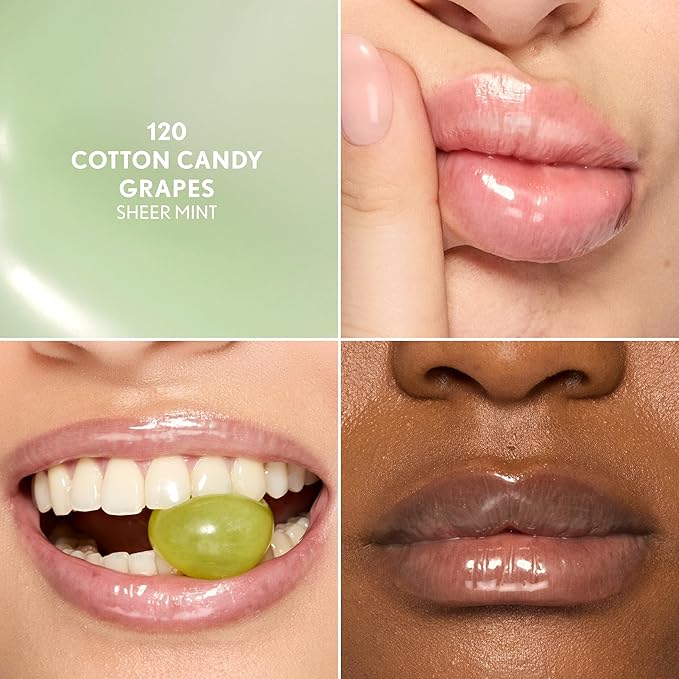 COVERGIRL Clean Fresh Squishy Glaze™ Lip Butter Balm, Flavored, Non-Sticky, with Vitamin E & Shea Butter – 120 Cotton Candy Grapes (Sheer Mint)