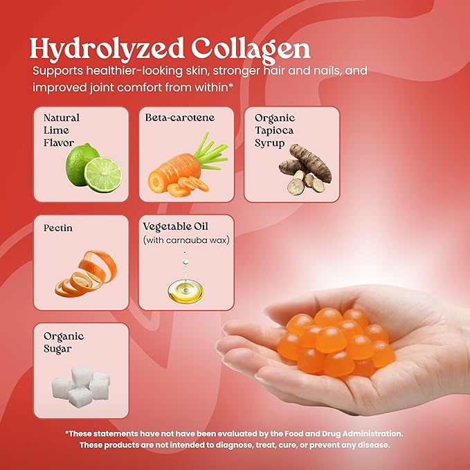 VITA GLOBE Collagen Gummies – 200mg Hydrolyzed Collagen Types I, II, III, V & X | Supports Hair, Skin, Nails, Joints & Bones | Beauty & Wellness Supplement for Women & Men – 60 Count (Pack of 1)