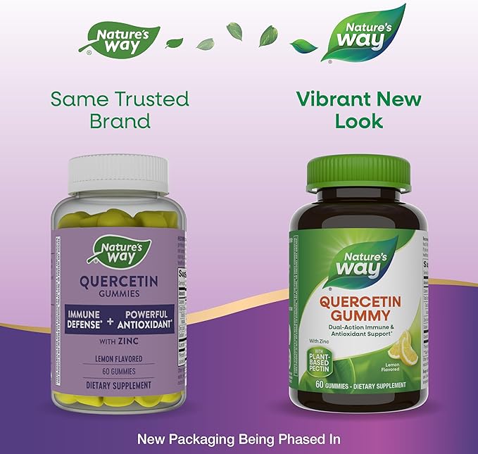 Nature’s Way Quercetin Gummies with Zinc, Immune Defense*, Powerful Antioxidant*, Lemon Flavored, 60 Gummies