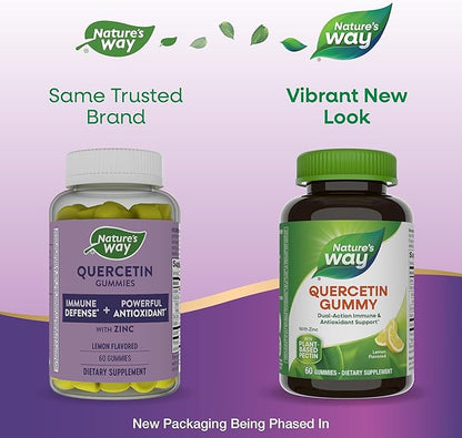 Nature’s Way Quercetin Gummies with Zinc, Immune Defense*, Powerful Antioxidant*, Lemon Flavored, 60 Gummies