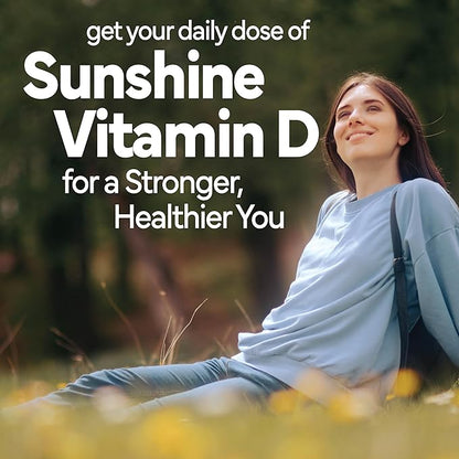 Sunshine Vitamin D3 with Vitamin K2, D3 2000 IU with K2 100 mcg for Healthy Muscle Function, Bone Health and Immune Support, Vitamin D3 K2, 60 Tablets