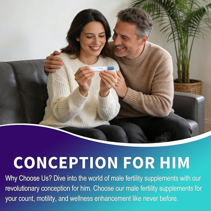 Male Fertility Supplement, Pre Conception Fertility Supplements for Men with CoQ10, Maca Root, Zinc & NAC, Mens Prenatal Vitamins for Optimal Sperm Count Motility, Conception for Him, 120 Capsules