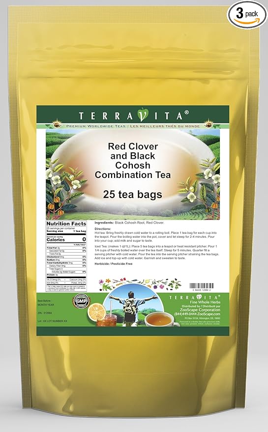 Red Clover and Black Cohosh Combination Tea (25 tea bags, ZIN: 512984) - 3 Pack