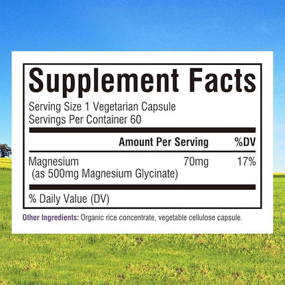 Innate Vitality Magnesium Glycinate 500mg | 70mg Elemental Magnesium Supplement - High Absorption, Non Buffered, Non-GMO & No Gluten - Vegan - Nerve Health - 60 Capsules (Pack of 1)