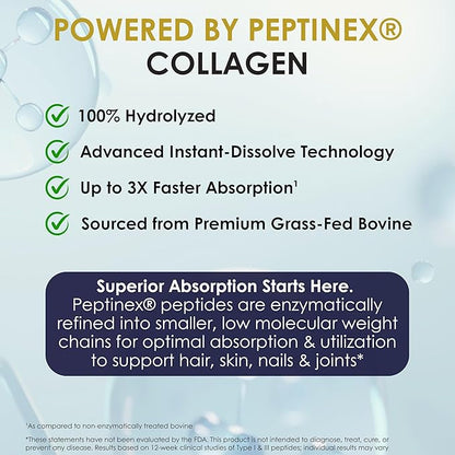 Greensential Collagen Peptides Plus Powder 21oz | + Acerola Vitamin C & Hyaluronic Acid | 100% Hydrolyzed Grass-Fed | Hair, Skin, Nail & Joint Support | Easy to Mix, Unflavored, 28 Servings