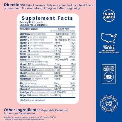 Mommy's Bliss Prenatal Multivitamin Probiotic for Women w/Folic Acid, Supports Baby Development & Digestion w/Zinc, Vitamin B6 & B12, Ginger & Choline, Vegan & Gluten Free (45 Servings) (Pack of 2)