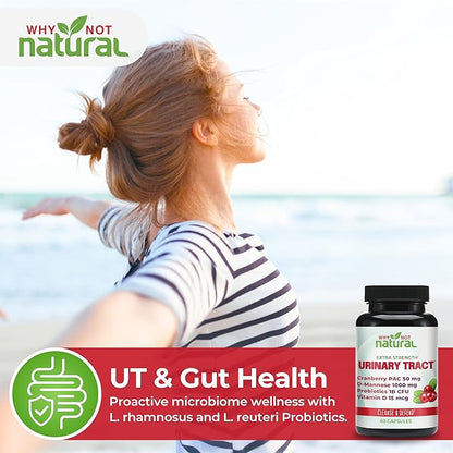 Why Not Natural 5-in-1 UTI Pills with D Mannose, Cranberry PAC Extract, Probiotics and Vitamin D - Urinary Health Formula for Women and Men