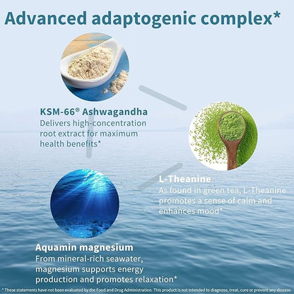 Igennus High Strength Ashwagandha KSM-66 Stress Relief Complex, L-Theanine & Magnesium & Root Extract Adaptogens, Methylated B Vitamins, Calm & Sleep Support, Clean Label, 180 Fast Acting Capsules