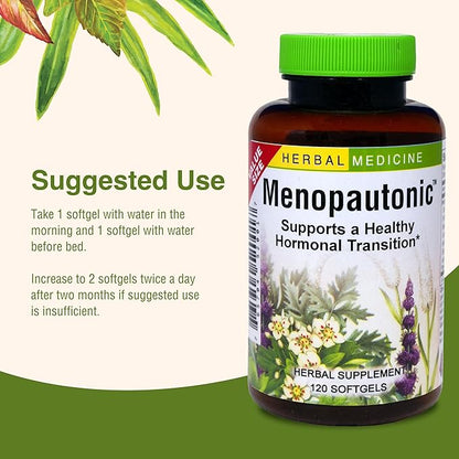 Herbs Etc. Menopautonic Softgels - Essential Supplement for Women - Hormonal Transition Support Supplement - Offers Menopausal Support with Dong Quai & Motherwort - 120 Softgels (120 Servings)
