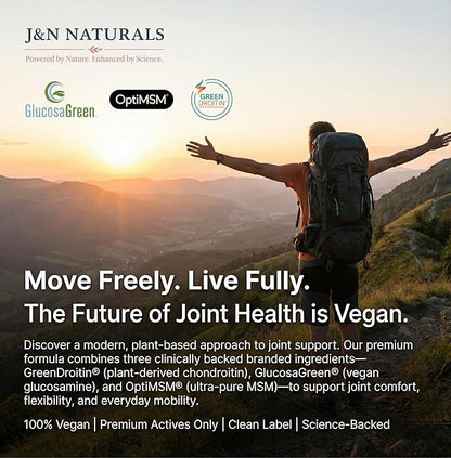 Vegan Glucosamine Chondroitin MSM Joint Support Supplement for Women and Men. Snow Mushroom Chondrotin Sulfate OptiMSM® Mobility, Cartilage & Flexibility Support Shellfish-Free, Non-GMO 120 Capsules