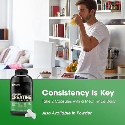Optimum Nutrition Micronized Creatine Monohydrate Capsules, Keto Friendly, 2500mg, 300 Capsules (Packaging May Vary)