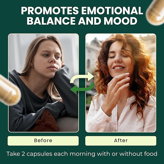 MoodLift Natural Mood Support Supplement - Dopamine & Adaptogen Blend with Mucuna Pruriens, Shatavari, Rhodiola Rosea & Matcha - Promotes Emotional Balance, Focus & Stress Relief - 60 Capsules