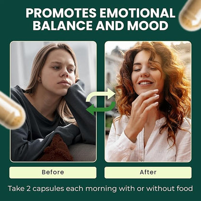 MoodLift Natural Mood Support Supplement - Dopamine & Adaptogen Blend with Mucuna Pruriens, Shatavari, Rhodiola Rosea & Matcha - Promotes Emotional Balance, Focus & Stress Relief - 60 Capsules
