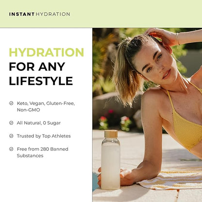 Instant Hydration Electrolytes Powder Packets - Lemon Lime Drink Mix - Zero Sugar - Keto, Vegan, Gluten-Free, Non-GMO - Boost Recovery, Brain Health, Muscle & Tissue Support- 30 Sticks