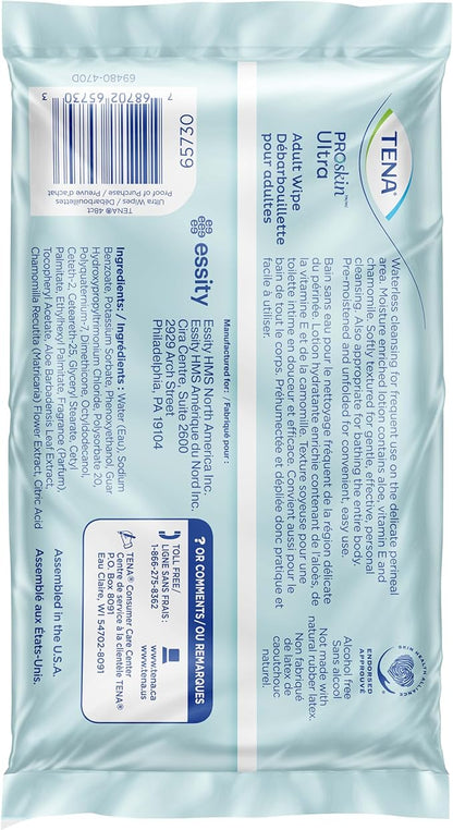 TENA Adult Wipes for Incontinence, Body Cleansing Wipes for Adults, ProSkin -,48 Count (Pack of 12)