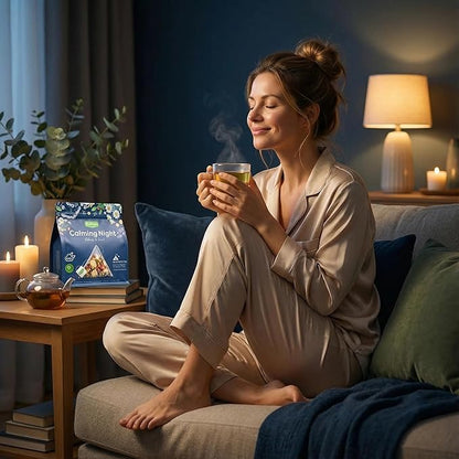 Herblight Bedtime Tea with Valerian Root & Ashwagandha (2 Pack) - 30 Bags Value Set - Caffeine-Free Herbal Tea for Sleep Support & Deep Relaxation - Premium Whole Leaf Blend