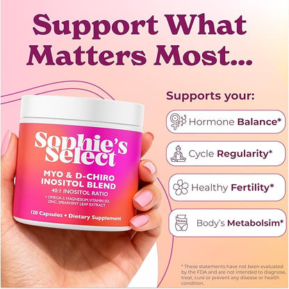 Myo-Inositol & D-Chiro Inositol 2000mg Per Serving for Women - Inositol 40:1 Formula with Spearmint, Vitamin D3, Zinc & Magnesium - Hormone Balance for Women, Ovarian Support - 120 Capsules - 2Packs