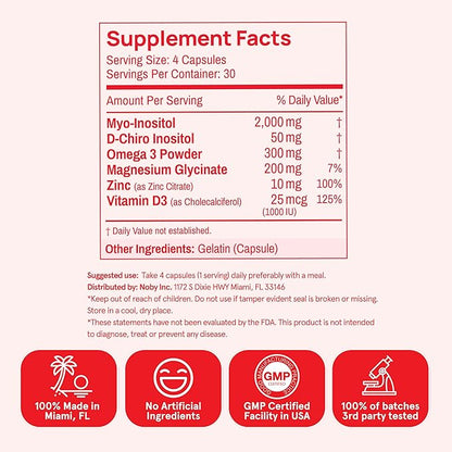 Peach Perfect Inositol Multivitamin – Myo-Inositol & D-Chiro 40:1 Blend, Omega-3, Vitamin D3, Magnesium, Zinc – Supports Women’s Health, Mood, Energy, Supplement – 30 SVG