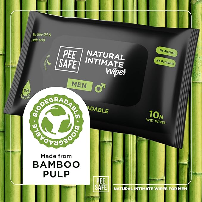 Pee Safe Intimate Wipes for Men, Biodegradable, pH balanced - 40 Wipes (Pack of 4)