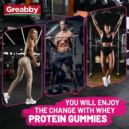 Protein Gummies, Chewable Whey Protein Supplement with L-Glycine & L-Leucine, 10g Protein for Women & Men, Muscle, Hair, Skin & Nails, 120 Count