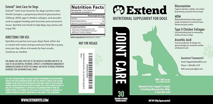 Extend Dog Joint Care Supplement (30 Count) + Probiotics Soft Chews (100 Count) | with Glucosamine, MSM, Type II Collagen Supports Hip, Joint, Gut & Immune Health - Made in USA