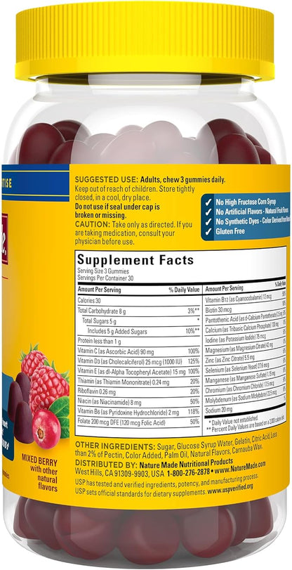 Nature Made Advanced Multivitamin Gummies for Him with Magnesium Citrate,Calcium & All 8 B Vitamins,Multivitamin for Men,90 Gummies,30 Day Supply,(Pack of 2)