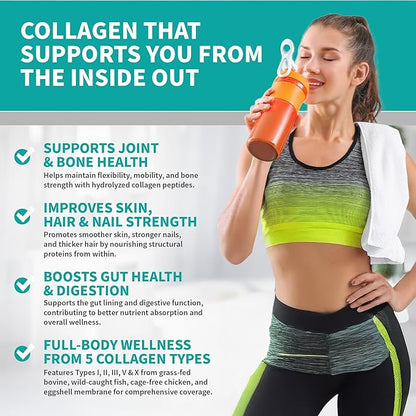 CB Supplements NSF Certified for Sport Multi Collagen Protein Powder Bone, Skin, Hair, and Joint Support | Hydrolyzed Collagen Supplements (58 Servings (Pack of 1), Unflavored)