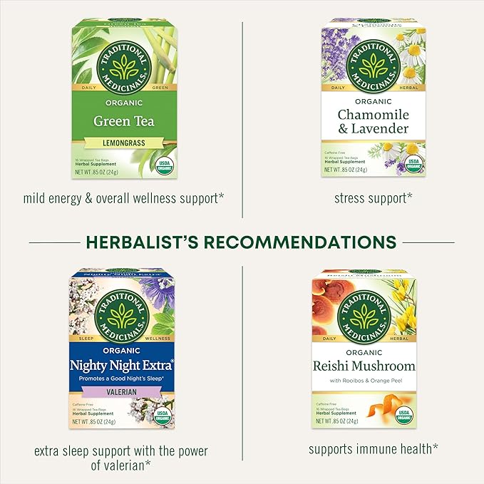 Traditional Medicinals Tea, Organic Cup of Calm, Calming & Relaxing with Chamomile Mint, 16 Tea Bags