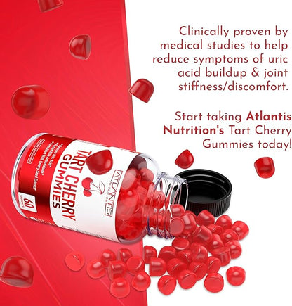 Atlantis Nutrition Tart Cherry Gummies with Celery Seed Extract - Advanced Uric Acid Cleanse for Immediate Relief | Joint Relief & Recovery | Powerful Antioxidant with Joint Support - 60 Gummies