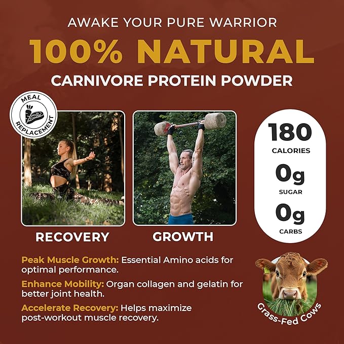 PaleoPro Carnivore Complete (Ancient Cacao) Pastured & Cage-Free Protein, Grass-Fed Beef Tallow, Beef Organs | No Sugar, Soy, Grains or Net Carbs | Gluten Free. Paleo & Keto Macros (15 Servings)