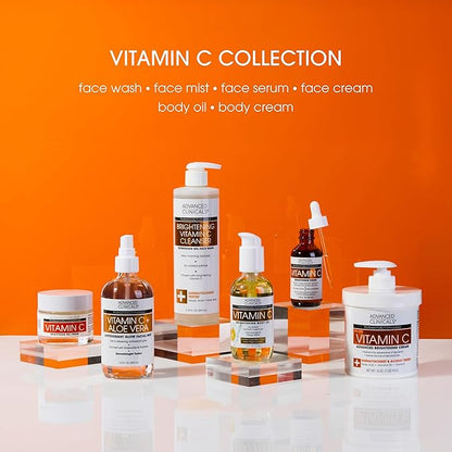Advanced Clinicals Brightening Vitamin C Face Cream Gel With Niacinamide + Hyaluronic Acid | Vitamin C Moisturizer Lotion For Face Visibly Diminishes Look Of Dark Spots & Uneven Skin Tone, 2.5 Fl Oz
