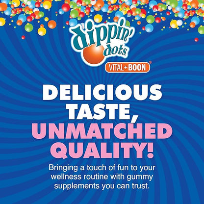 Dippin' Dots - Melatonin Gummies for Kids & Adults (30 Day Supply) Strawberry Sunset Creme Flavor | 2.5mg Per Kids Melatonin Supplement for Faster & Longer Sleep | Gummies for Children (60 Count)