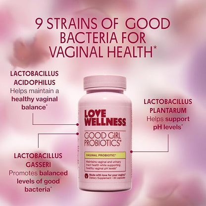 Love Wellness Good Girl Probiotics | Women’s Vaginal Health & pH Balance Supplement | 9-Strain Probiotic for Urinary Tract, Yeast, Odor & Immune Support | Gluten-Free (30-Day Supply)
