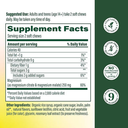 MegaFood Relax + Calm Magnesium Complex with Magnesium Citrate & Malate for Heart Health, Muscle Tension & More – Doctor Formulated - Vegetarian – Strawberry Flavor - 30 Soft Chews (2 Pack)