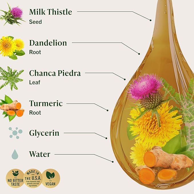 HERBAMAMA Liver Detox Liquid Drops - Vegan Liver Support with Milk Thistle, Dandelion Root, Chanca Piedra & Turmeric Tincture - Non-GMO, Alcohol & Sugar-Free Supplement - 84-Day Supply