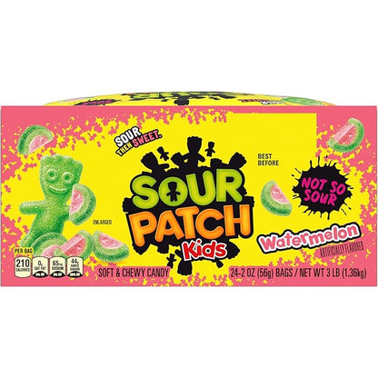 SOUR PATCH KIDS Watermelon Soft & Chewy Candy, Bulk Candy, 24 - 2 oz Bags