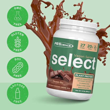 PEScience Select Vegan Protein Powder, Plant Based Protein Powder, Amazing Taste, Smooth Texture, Pea and Brown Rice Blend, Dairy Free, Lactose Free, Gluten Free - Chocolate Bliss, 27 Servings
