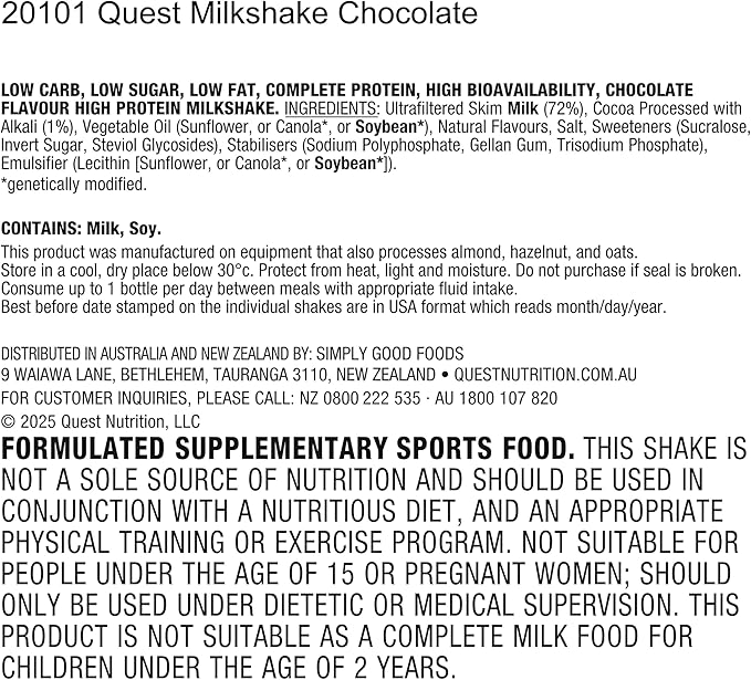 Quest Nutrition Chocolate Protein Shake,45g Protein,2g Sugar,4g Net Carbs,Ready to Drink,Gluten Free,(Pack of 24)