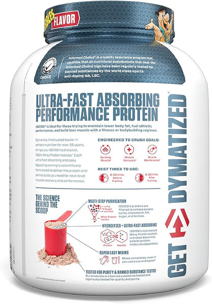Dymatize x Cocoa Pebbles ISO100 Whey Protein Powder Isolate, 25g of Protein, 5.5g BCAAs, 120 Cal., Gluten Free, 1g Fat, 1g Sugar, 2g Carb (71 Servings)