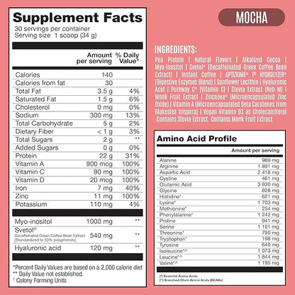 BIRDMAN Fitmingo Vegan Protein Powder with Inositol, Collagen Boosters, Hyaluronic Acid and Vitamins | Low Carb, Dairy Free, Low Calorie | 23g Plant Based Blueberry Protein Powder with Myo-Inositol