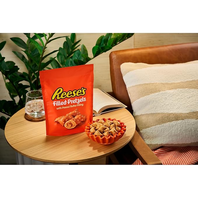 Reese's Filled Pretzels,Peanut Butter Pretzel Nuggets,Crunchy,Ready to Eat,Sweet and Salty Snack,18oz Jar,(Pack of 2)